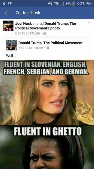One of the problematic memes that Joel Husk reportedly shared to his Facebook.